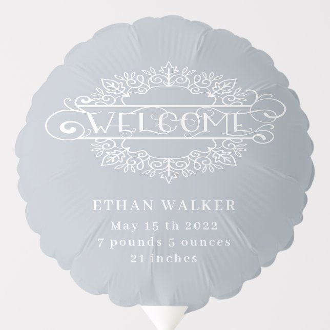 welcome party elegant blue baby boy monogram balloon (Front)