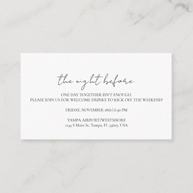 Welcome Party Enclosure Card  (Front)
