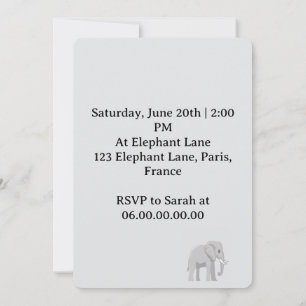 Welcome party for the little elephant invitation