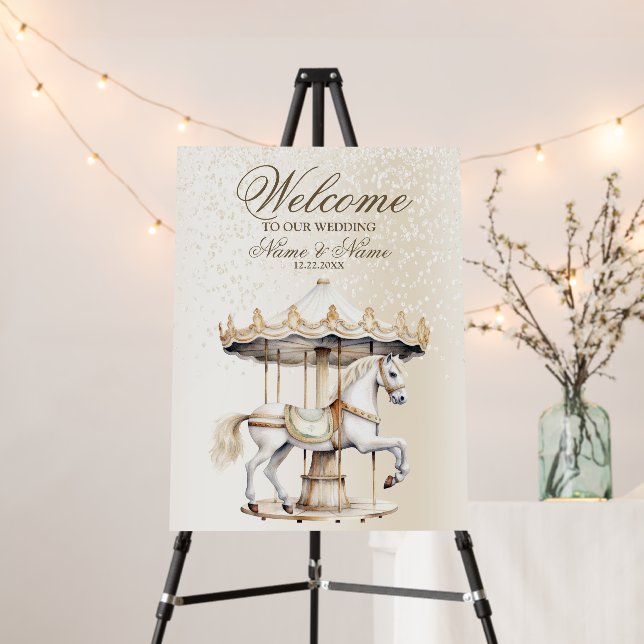 Welcome Party Merry Go Round Circus Carnival Foam Board (In Situ (Stand))