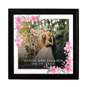Welcome Party Pink Floral Golden Frame wedding Gift Box