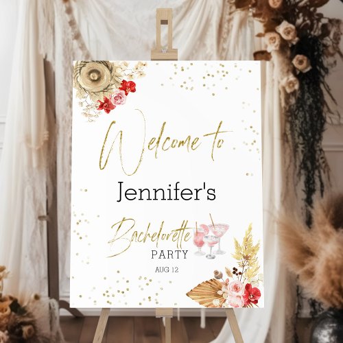 Welcome Party Sign Bachelorette Boho Watercolor