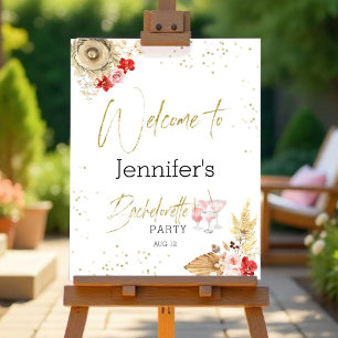 Welcome Party Sign Bachelorette Boho Watercolor