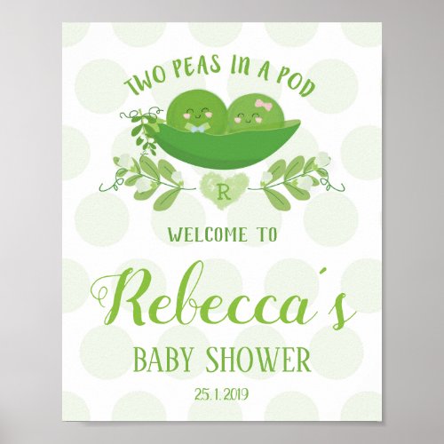 Welcome Party Sign Two Peas in a Pod Baby Shower