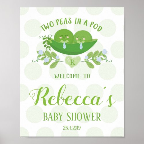 Welcome Party Sign Two Peas in a Pod Baby Shower