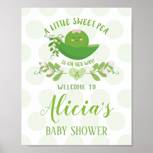 Welcome Party Signs Sweet Pea Baby Shower Girl