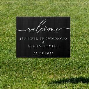 Welcome Party Simple Wedding black Sign