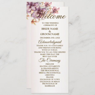 Welcome Party Watercolor Boho Pink Flowers Program