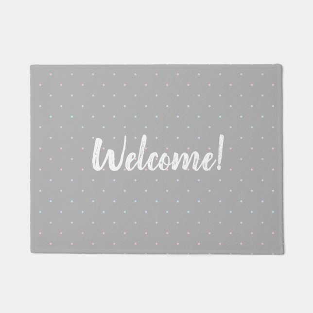Welcome Pastel Dot Pattern Door Mat (Front)