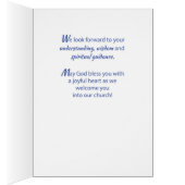 Welcome Pastor, Blue Cross on Gray Wood Background (Inside (Right))