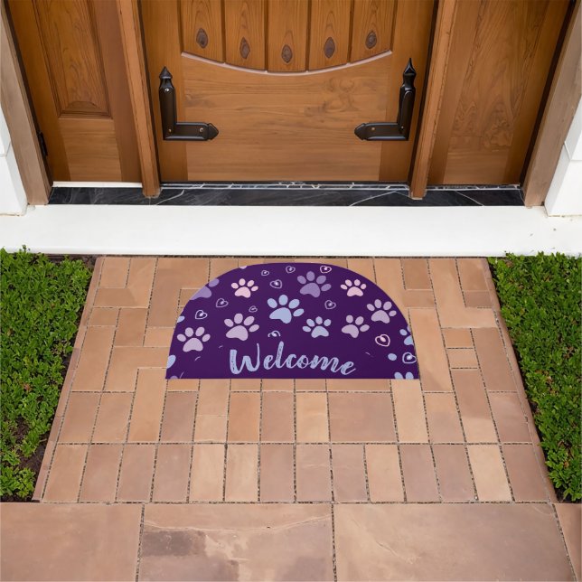 Welcome Paw Print Door Mat for Pet Lovers (Outdoor)