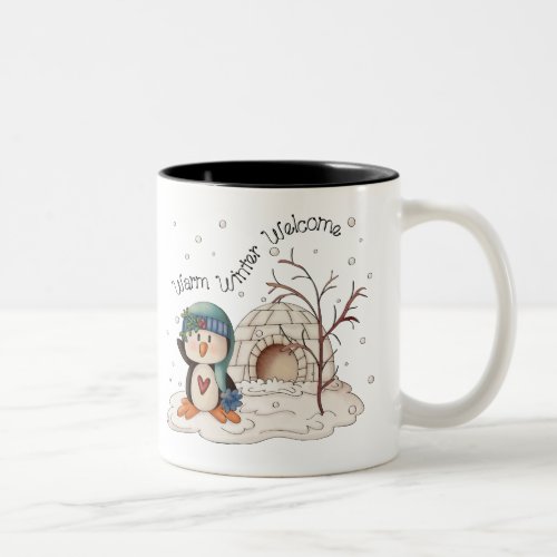 Welcome penguin household Christmas mug