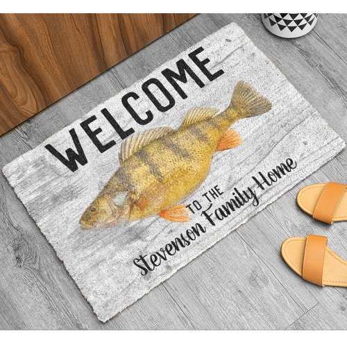 Welcome Perch Fishing Family Name Home Cottage Doormat