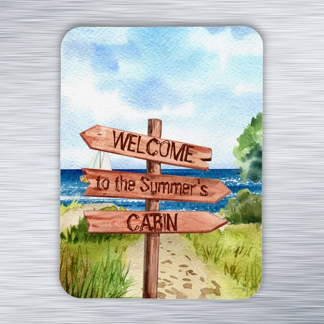 Welcome Personalized Beach Landscape Cabin Cruise  Magnet (Creator Uploaded)