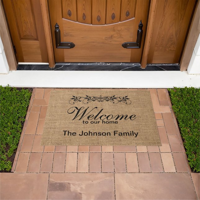 Welcome Personalized Burlap Design Doormat (Outdoor)