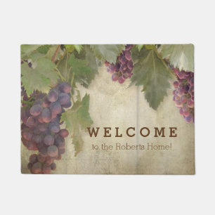 Welcome Personalized Elegant Rustic Vineyard Wine Doormat