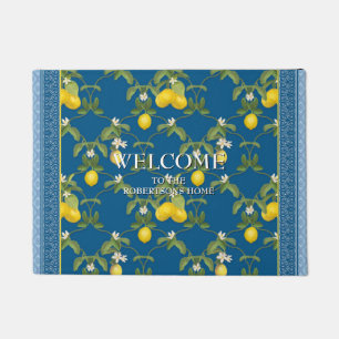 Welcome Personalized Family Lemon Flower Trellis Doormat