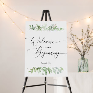 Welcome Personalized Greenery Wedding Sign