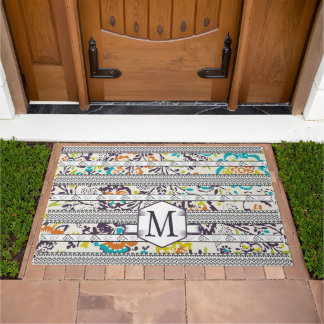 Welcome Personalized Monogram Vintage Floral Doormat