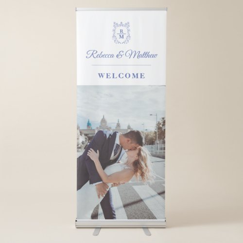 Welcome personalized Photo Blue Crest  Retractable Banner