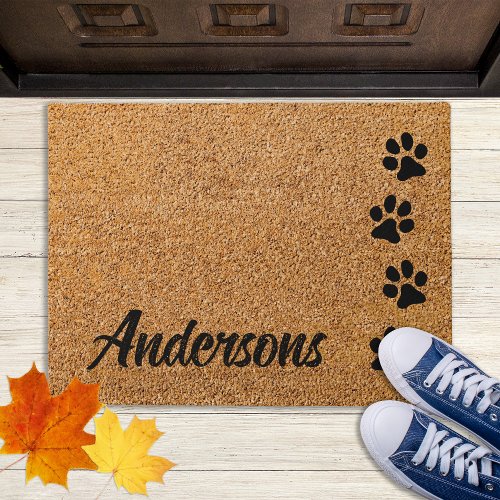 Welcome Pet Cat Dog Lover Personalized Paw Prints  Doormat