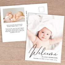 Welcome Photo Birth Announcement Postcard