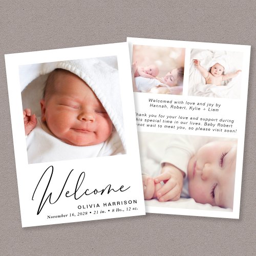 Welcome Photo Collage Baby Birth Announcement
