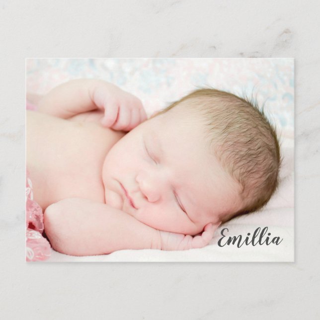 Welcome photo newborn baby girl arrival template (Front)