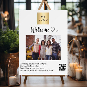 Welcome photo opening hours QR code brand business Foam Board