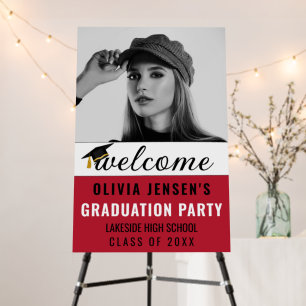 Welcome Photo Red Black and White Graduation Foam Board