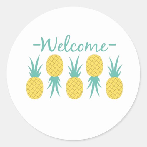 Welcome Pineapple Border Classic Round Sticker