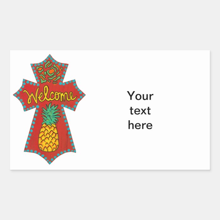 Welcome Pineapple Cross Rectangle Stickers