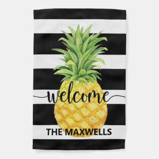 Welcome Pineapple Striped Flag