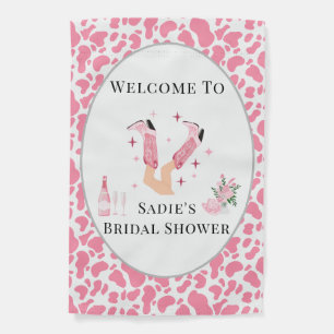 Welcome Pink Cowboy Boots & Bubbly Bridal Shower Garden Flag