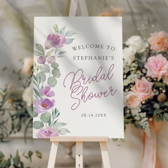 Welcome Pink Floral Bridal Shower  Foam Board (Creator Uploaded)