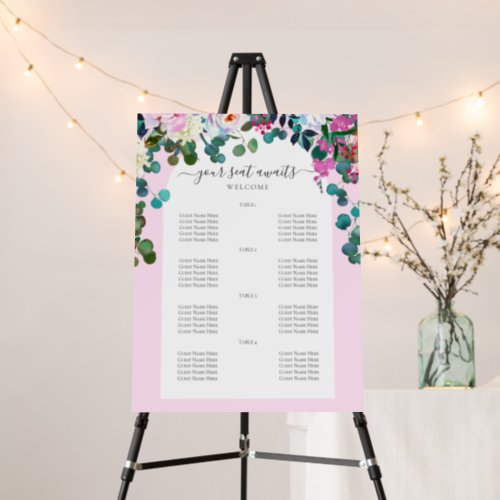  Welcome Pink Floral Wedding Seating Chart Arch Foam Board