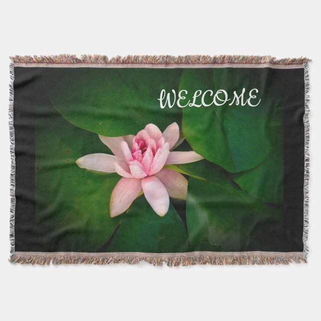 Welcome,Pink Lotus Flower Throw Blanket (Front)