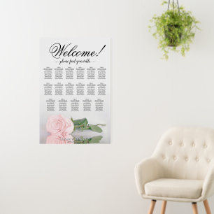 Welcome! Pink Rose 17 Table Wedding Seating Chart Foam Board