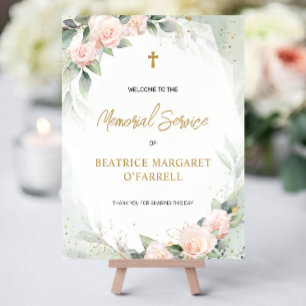 Welcome Pink Watercolor Floral Memorial Service Foam Board