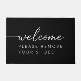 Welcome Please Remove Your Shoes Black Doormat