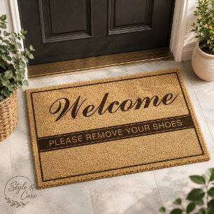 Welcome Please Remove Your Shoes Fiber Doormat