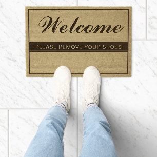 Welcome Please Remove Your Shoes Fiber Doormat