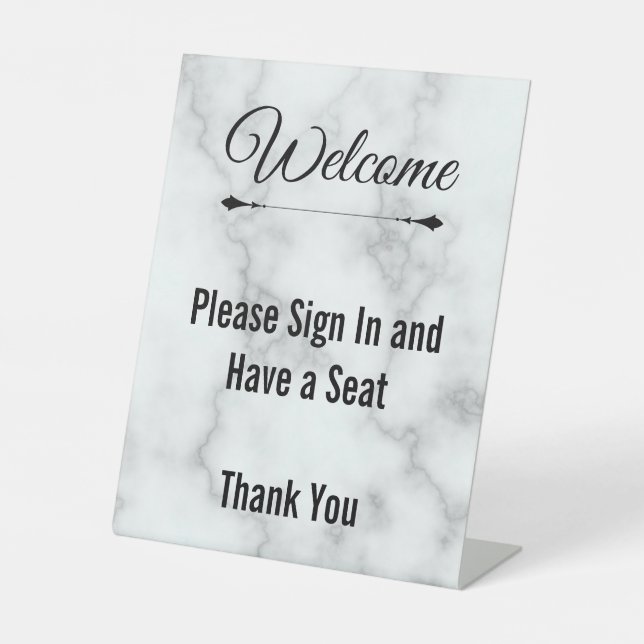 Welcome Please Sign In and Have a Seat Faux Marble (Front)