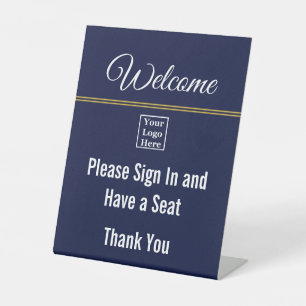 Welcome Please Sign In Have a Seat Logo Dark Blue