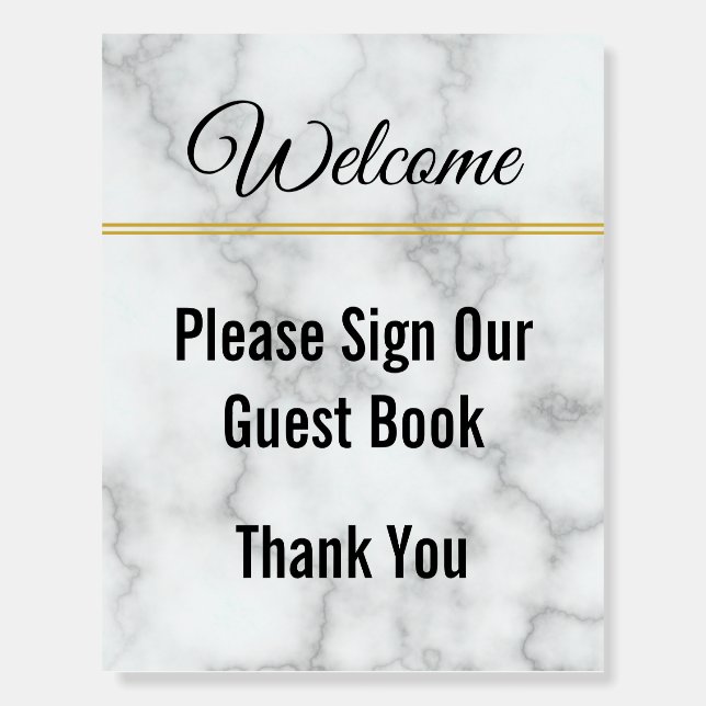 Welcome Please Sign Our Guest Book Elegant Sign (Front)