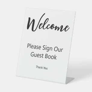Welcome Please Sign Our Guest Book White and Black