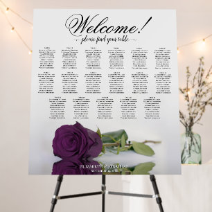 Welcome! Plum Purple Rose 17 Table Seating Chart Foam Board