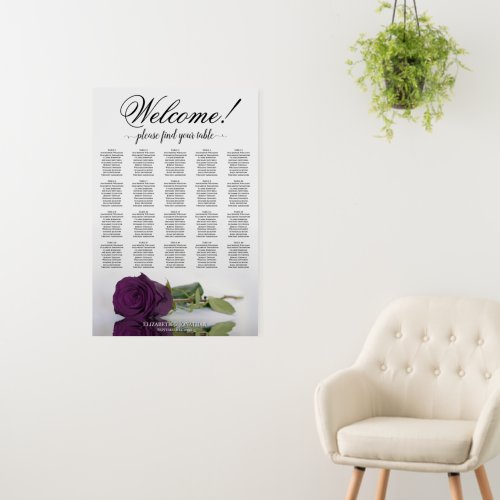 Welcome! Plum Purple Rose 20 Table Seating Chart Foam Board