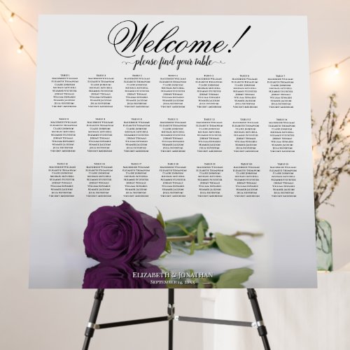 Welcome Plum Purple Rose 21 Table Seating Chart Foam Board