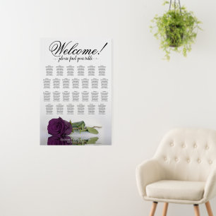 Welcome! Plum Purple Rose 26 Table Seating Chart Foam Board